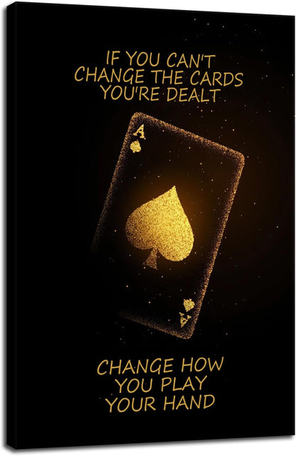 Inspirational Wall Art Motivational Poster Poker Game Quotes Wall Decor for Living Room Bedroom Office Bathroom Canvas Print Artwork Framed Art Decoration Ready to Hang [24''Wx 36''H]