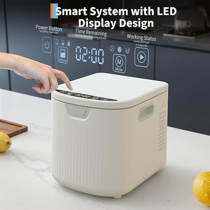 2.5L Fully Automatic Kitchen Compost Bin,Indoor Electric Food Waste Recycler with One-Click Cleaning & LED Display,Fast Fermentation to Organic Fertilizer,Eco-Friendly Countertop Composter
