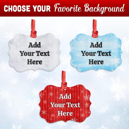 Personalized Photo Christmas Ornaments Custom Metal Aluminum Ornament 2 Sides with Picture & Text - Xmas Tree Hanging Decorations Gifts for Couple Family Best Friends