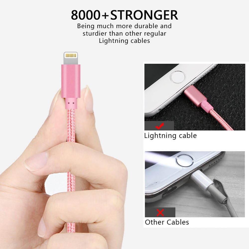 IDISON [MFi Certified 5Pack(3/3/6/6/10FT) iPhone Charger USB Lightning Cable Nylon Braided Fast Charging Cord Compatible iPhone14/iPad/iPod/All iPhones