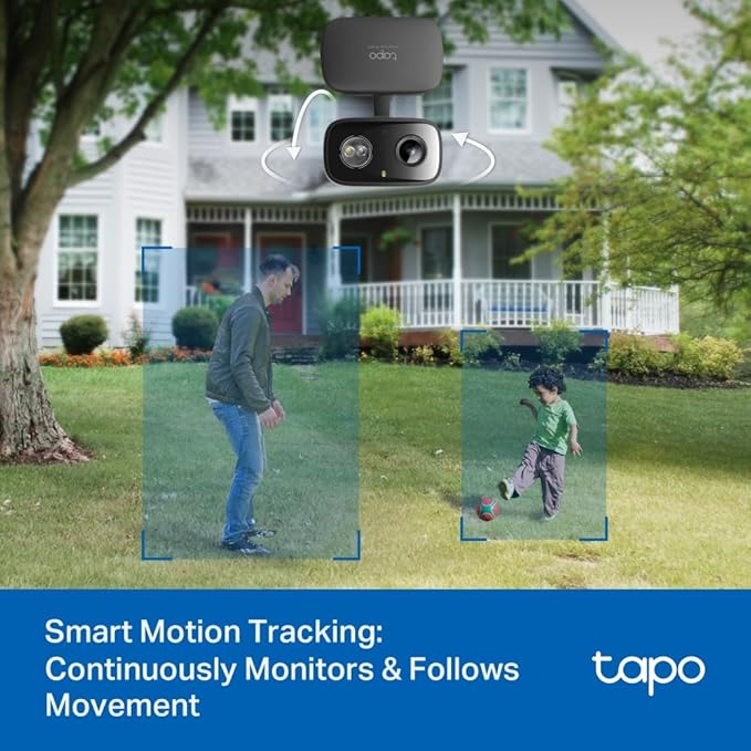 Tapo 2K Indoor/Outdoor Pan/Tilt Wired Security Camera - Baby Monitoring, Person & Baby Cry Detection, 360° Motion Tracking, Night Vision, No-Subscription Local Storage or Optional Cloud, C217 (2-Pack)
