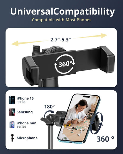 UBeesize 12'' Selfie Ring Light with 62’’ Tripod Stand for Video Recording, Live Streaming(YouTube, Instagram, TIK Tok), Compatible with Phones, Cameras and Webcams