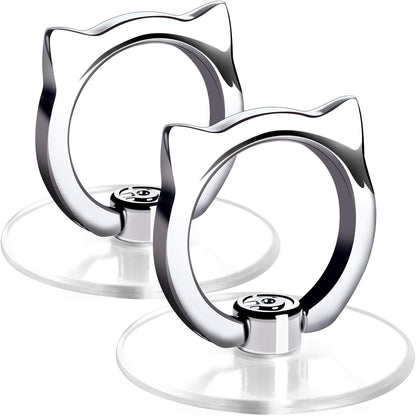 Cat Phone Ring Holder - EI Sonador Clear Cell Phone Ring Holder Transparent Stand Finger Grip (2 Silver Cat)