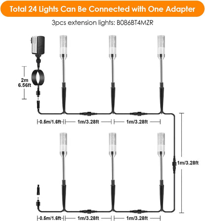 B-right LED Pathway Lights Outdoor, 6 Pcs Path Lights 570 Lumens AC Plug 12V Low Voltage Landscape Lighting, Extendable IP65 Waterproof Outdoor Garden Light for Patio Yard Walkway, Warm White 2700K