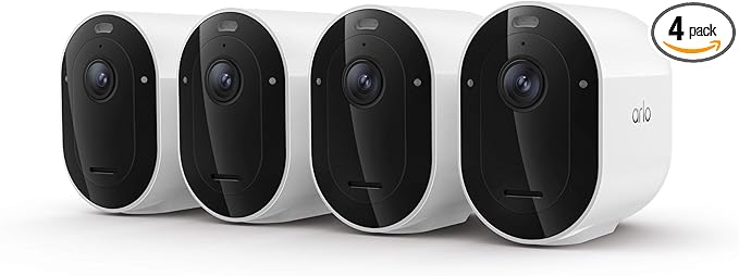Arlo Pro Security Camera 2K HDR (6th Gen, 2025 Release) - Wireless Outdoor Camera, Rechargeable Removeable Battery, Emergency Response, 1-Month Trial of Secure Plan, 4 Cam, White, Motion Alert