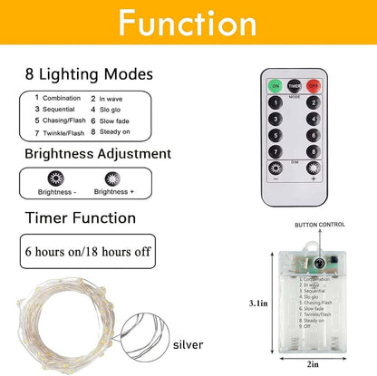 3 Pack Fairy Lights Battery Operated with Remote Control Timer, 26 FT 80 LED String Lights Outdoor Indoor, 8 Mode Twinkle Lights for Christmas Party Wedding Birthday Bedroom Décor (Cool White)