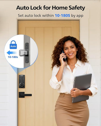 Philips Smart Lock, Smart Door Lock Built-in WiFi, App Remote Control, Keyless Entry Door Lock for Front Door, Deadbolt Lock Auto Lock, Support Alexa & Google, IP54 Waterproof, Black