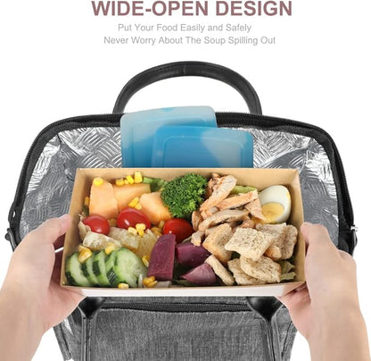 Nicole Miller Insulated Lunch Bag Tote Thermal Soft Side Wide-Open Cooler Ice Bag Lunch Box for Food with Drink Bottle Holder
