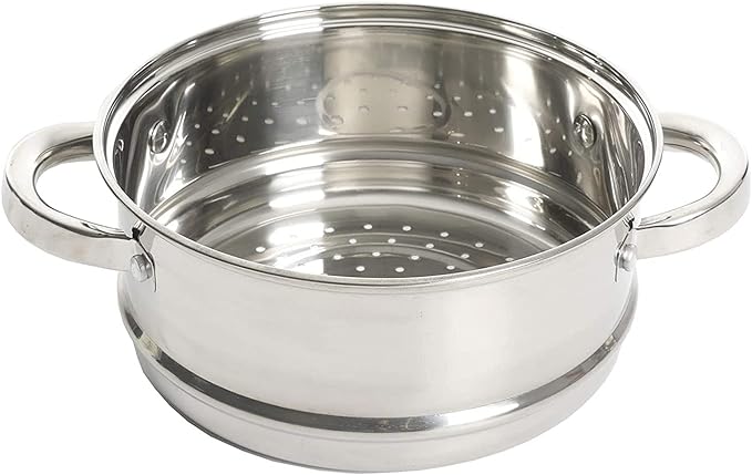 Oster Sangerfield 3.0-Quart Stainless Steel Dutch Oven with Steamer Basket – Durable Kitchen Cookware for Slow Cooking and Steaming