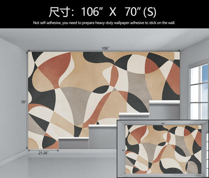 Geometric Abstract Art Wallpaper Mural for Living Room (Not Peel and Stick)