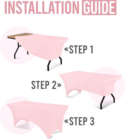 Utopia Kitchen 6FT Spandex Tablecloth [2 Pack, Pink] 200 GSM Stretch, Fitted, Washable and Wrinkle Resistant Table Cloth Rectangle Cover for Trade Shows, Wedding, Parties [72Lx30Wx30H Inch]