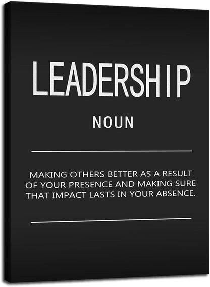 Inspirational Canvas Painting Wall Art Success Quote Inspirational Wall Art Leadership Noun Black Poster Positive Motivational Framed Artwork Prints Picture for Home Office Living Room[30" W X 40" H]