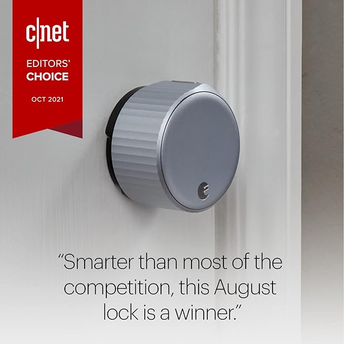 August Home, Silver Wi-Fi Connected Smart Keyless Entry Door Lock, Electronic Door Lock Fits Your Existing Deadbolt in Minutes, ‎ ‎AUG-SL05-M01-S01