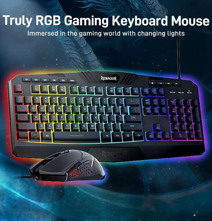 Redragon Updated S101 Programmable Gaming Keyboard and Mouse, RGB Backlit Keyboard Mouse with Software, Independent Macro Record Keys, Value Combo Set