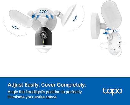 Tapo 2K+ Outdoor Wired Floodlight Security Camera - 2800 Lm Dimmable, Motion Activated, Person & Vehicle Detection, 24/7 Recording, Subscription-Free Local Storage or Optional Cloud, C720