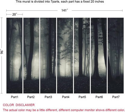 Foggy Forest Wallpaper Misty Jungle Rainforest Trees Nature Landscape Wall Mural(Not Peel n' Stick)