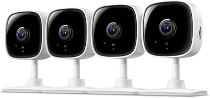 Tapo 1080P Indoor Wired Security Camera - Works as a Baby & Pet Monitor, Motion Detection, 2-Way Audio, Siren, Night Vision, Subscription-Free Local or Optional Cloud, Works with Alexa, C100(4-Pack)