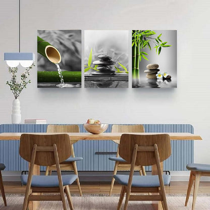 Yxbhhym- Bathroom wall art Black and White Zen Wall Art Gray Green Room Decor Zen Poster Canvas Pictures Zen Artwork for Spa Living Room Wall Art Kitchen Bedroom Decor Home Framed Prints Art