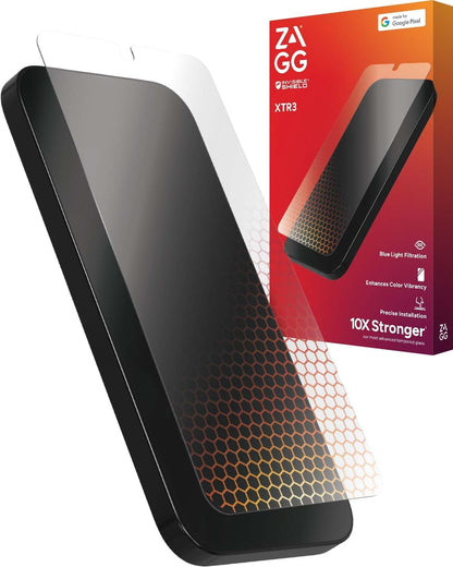 ZAGG Glass XTR3 Google Pixel 9 Pro XL Screen Protector - 10X Stronger with Recycled Glass, Enhanced Eyesafe Blue Light Filter, Anti-Reflective, Easy Installation