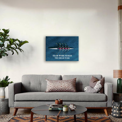 Motivational Canvas Wall Art Team Work Makes The Dream Work Inspirational Painting Positive Quotes Poster Team Pictures Print Wall Decor Artwork for Bedroom Living Room Office Framed[18" W x 24" H]