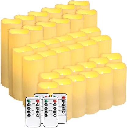 36-Pack Flickering Flameless Candles with Remote Control - LED Fake Candle Perfect for Wedding,Outdoor,Table,Halloween,Christmas Decor - Create a Magical Ambiance Effortlessly(Three Sizes)