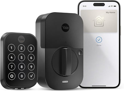 Yale Assure Lock 2 Plus Apple Home Keys (Tap to Open) Deadbolt, Black Suede Smart Keyless Entry Door Lock with Wi-Fi Connected Keypad for Code Entry and Remote Access, YRD450-N-WF1-BSP