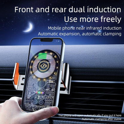 Car Phone Holder, Wireless Car Charger Air Vent Auto-Clamp Cell Phone Car Mount with Metal Hook Clip, 360° Rotation - One Button Release for iPhone, Samsung, Google, and All Other Smartphones