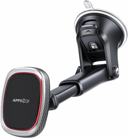 APPS2Car Magnetic Phone Mount, Dashboard Windshield Suction Cup Car Phone Holder Phone Mount with 6 Strong Magnets, Adjustable Telescopic Arm, Compatible with iPhone/Pro/Max/All Smart Phones