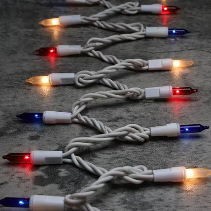 Patriotic String Lights, 100 Count 19.6 FT July 4th Mini White Wire Fairy Lights, 120V UL Certified Connectable Incandescent Independence Day