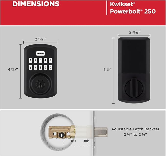 Kwikset 9250TRS-L03S Transitional Powerbolt 2 Electronic SmartCode Deadbolt SmartKey with RCAL Latch and RCS Strike Lifetime Brass Finish