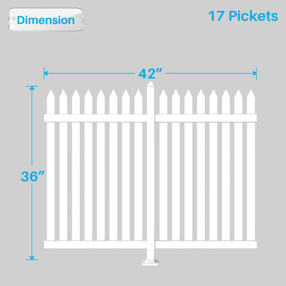Patio 6 Sets Vinyl Picket Fence Panels 36" H x 84" W White PVC Decorative Fence for Front Yard Porch Patio Deck Pool Air Conditioner Fence Safety Dog Fence (34 Pickets, Straight)