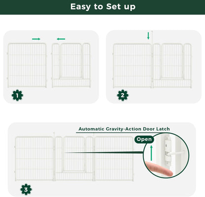 FXW Decorative Garden Fence for Yard, 32in(H) x 108ft(L) 48 Panels Heavy Duty No Dig Metal Fencing with Gate, Tall Animal Border Barrier for Dogs, White│Patented