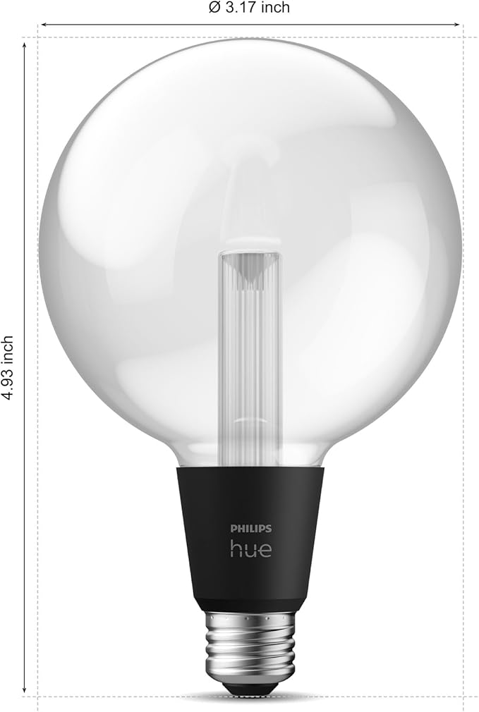 Philips Hue Lightguide G40 Large Globe Smart LED Bulb Handblown Glass - Color Changing Light - Compatible with Amazon Alexa, Apple HomeKit and Google Assistant - Bluetooth and Hue Bridge Compatible