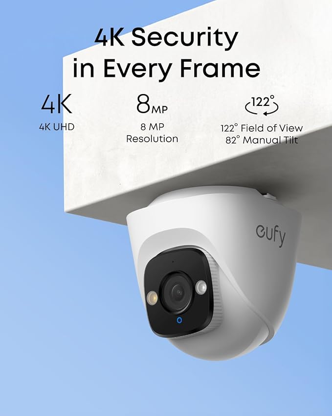 eufy PoE NVR Security System E41,24/7 Recording,Up to 16CH, 2TB HDD, 8 4K Turret Cams, Wired Outdoor Cam, 4K UHD, 122° FOV, Color Night Vision, AI Detection, Red and Blue Strobe