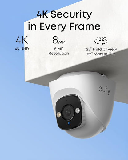 eufy PoE NVR Security System E41,24/7 Recording,Up to 16CH, 2TB HDD, 8 4K Turret Cams, Wired Outdoor Cam, 4K UHD, 122° FOV, Color Night Vision, AI Detection, Red and Blue Strobe