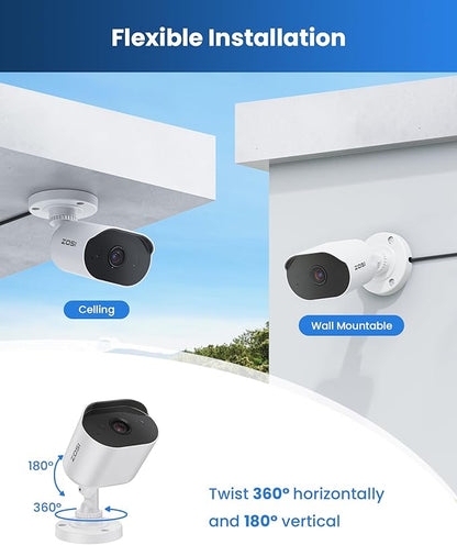 ZOSI 1080P HD Add On Camera, 2MP Indoor Outdoor Surveillance Home Security Camera with One-Way Audio, Night Vision, AI Human Vehicle Detection, IP66 Weatherproof, Only Work with ZOSI CCTV DVR