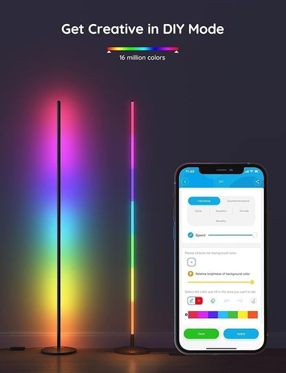 Govee RGBIC Floor Lamp, LED Corner Lamp Bundle with RGBIC Smart Table Lamp 2, Touch Bedside Lamps Work with Matter, Alexa