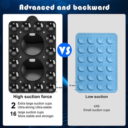 ZYCCER Double Sided Silicone Suction Phone Holder Mount,Compatible with iPhone and Android Cases Hands-Free Mirror Shower Phone Mount Strong Grip Holder (Black, Double Sided 2PCS)