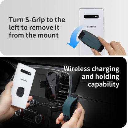Sinjimoru Detachable Phone Grip Kickstand for Wireless Charging Compatible Phone Finger Holder for iPhone & Smartphones. Sinji Mount S-Grip Olive Grey
