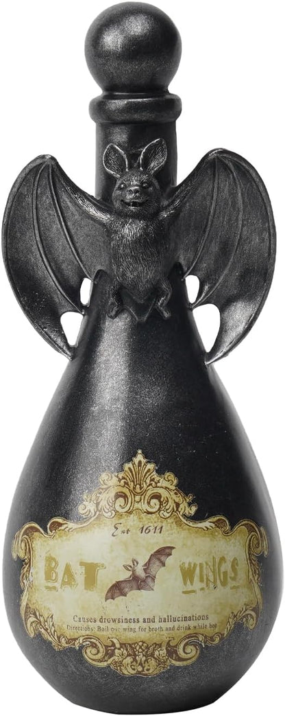Cynkeyee Halloween Decorations Indoor Potion Bottles - Resin Bat Spooky Home Décor Halloween Decorative Potion Bottles Scary Halloweens Yard Party Decorations 4.25 * 4.25 * 9.5 Inch