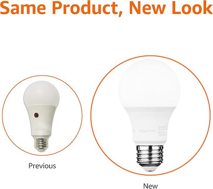 Amazon Basics A19 Dusk to Dawn Sensor LED Outdoor Light Bulb, 60W Equivalent, Energy-Efficient 9W, Soft White 2700K, E26 Base, 10,000 Hours, 6-Count
