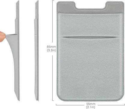 2 Pack Stick On Wallet Sleeve Cell Phone Dual Pocket Card Holder Double Pocket Pouch for iPhone Android Smartphone (2Pack GRAY)