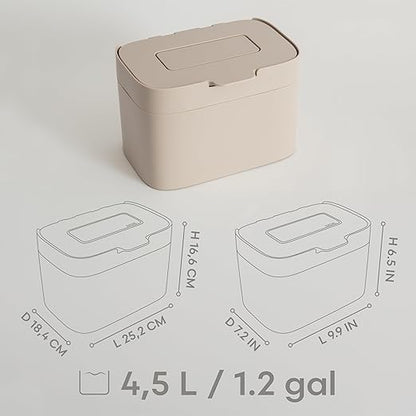 KAZAI. Compost Bin Kitchen 'Elin' | 1.2 GAL / 4.5L Countertop Compost Bin with Lid & Carbon Filter | Odor-Free, Dishwasher Safe, with Inner Bucket | Small Indoor Kitchen Composter | Taupe