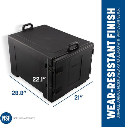 Carlisle FoodService Products Insulated Food Pan Carrier, Holds 7 Sheet Pans (Sold Separately), Front-Loading Cateraide with Handles, Rugged PE Shell with PU Insulation, Black