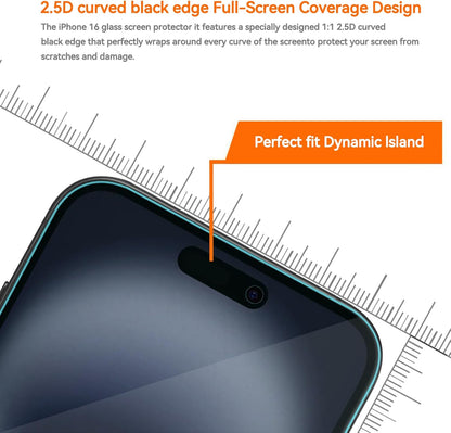 4 Pack Anti Blue Light Screen Protector for iPhone 16 plus /15 plus [6.7inch] with Installation Frame,9H+ Anti Blue Light Tempered Glass, Anti-Scratch, Case Friendly