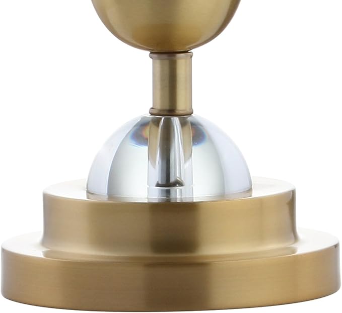 JONATHAN Y 27.5" Clear/Brass Gold Crystal LED Table Lamp Set of 2 for Bedroom, Modern Stacked Sphere Lamps for Living Room, White Linen Drum Shade, LED Bulbs Included JYL2049A-SET2