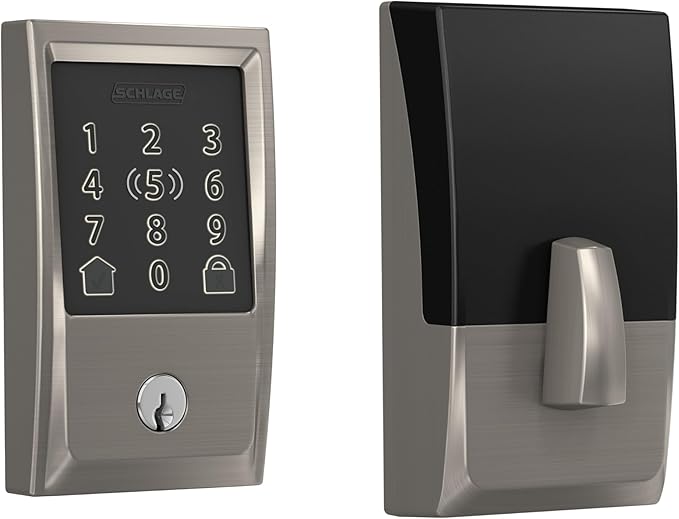 Schlage Encode Plus Smart Wi-Fi Lock for Front Door, Keyless Entry Deadbolt, Unlock with Apple Watch, Built-in WiFi and App Control, Easy Install, Alexa & Apple HomeKit Compatible, Satin Nickel