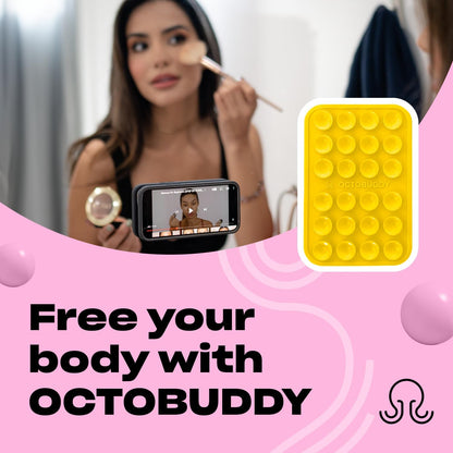Classic MAX - Silicone Suction Phone Case Adhesive Mount - Hands-Free, Strong Grip Holder for Selfies and Videos - iPhone and Android Compatible - 2.6″ x 3.9″, Yolk Yellow