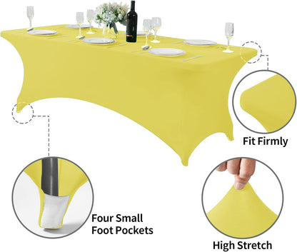 Spandex Table Cover for 8FT or 4ft or 6ft Table Universal Fitted Stretch Tablecloth for Party, Banquet, Wedding and Events-Yellow