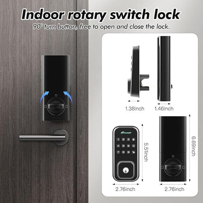 Keyless Entry Door Lock, Smart Lock for Front Door with Digital Keypad, Built-in WiFi Deadbolt, App Remote Control with Easy Installation, Upgraded Battery Life